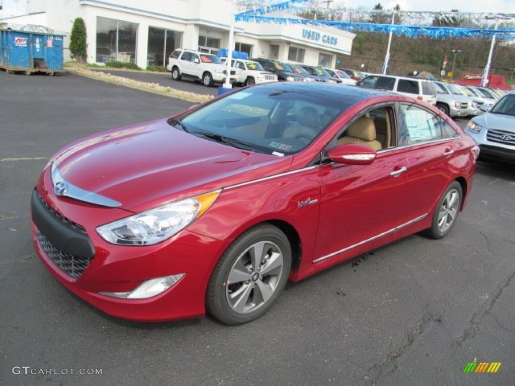 2012 Sonata Hybrid - Venetian Red Pearl / Camel photo #3
