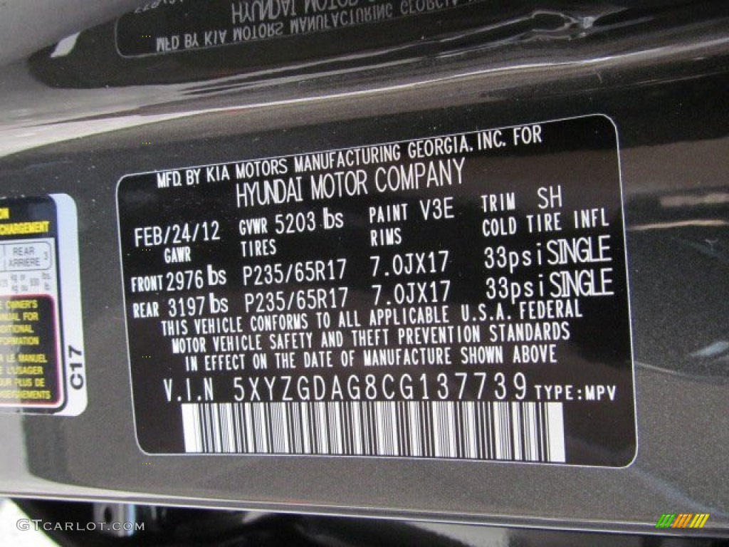 2012 Santa Fe Color Code V3E for Black Forest Green Photo #62954913