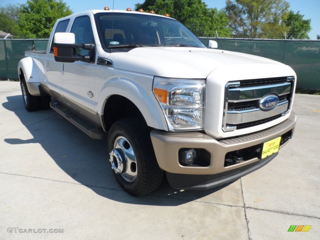 2012 F350 Super Duty King Ranch Crew Cab 4x4 Dually - White Platinum Metallic Tri-Coat / Chaparral Leather photo #1