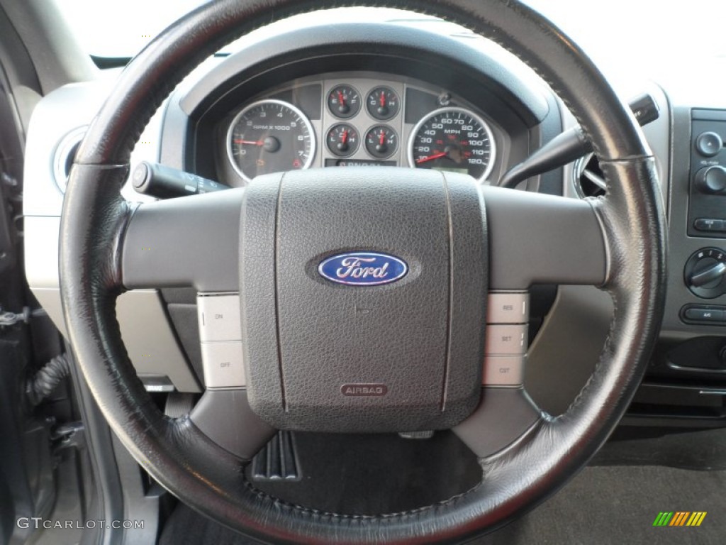 2004 Ford F150 FX4 SuperCab 4x4 Black/Medium Flint Steering Wheel Photo #62958496