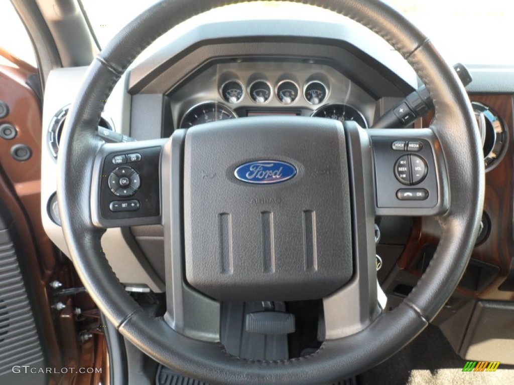 2011 Ford F350 Super Duty Lariat Crew Cab 4x4 Black Steering Wheel Photo #62959366