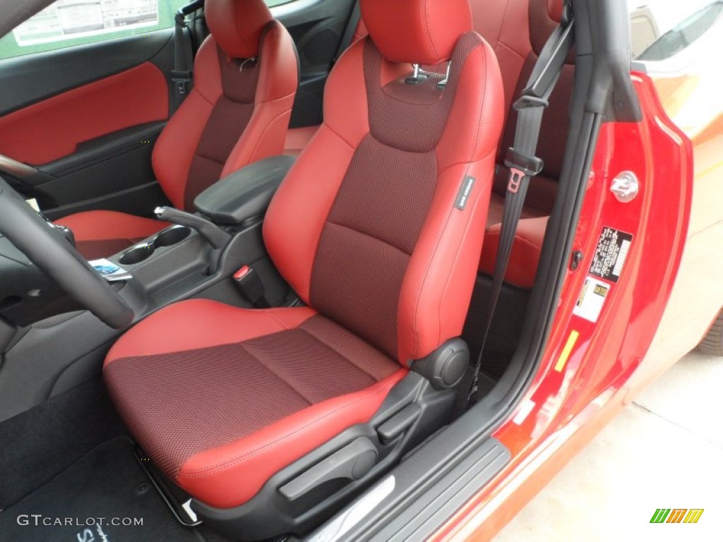 Red Leather/Red Cloth Interior 2013 Hyundai Genesis Coupe 3.8 R-Spec Photo #62960617
