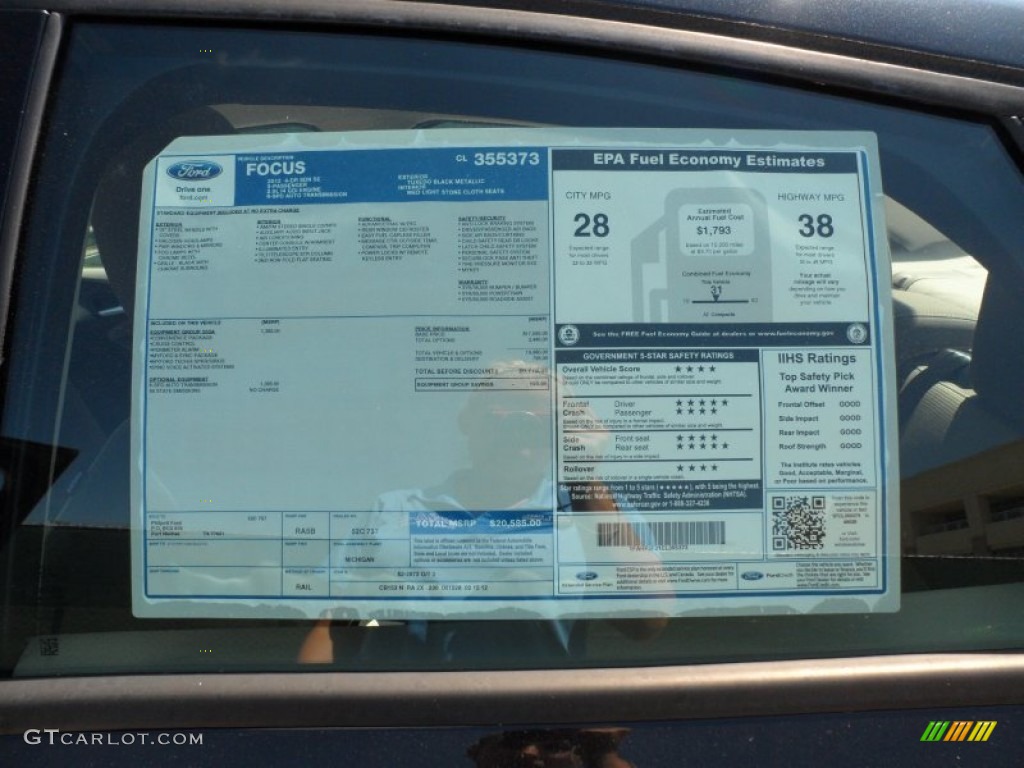 2012 Ford Focus SE Sedan Window Sticker Photos