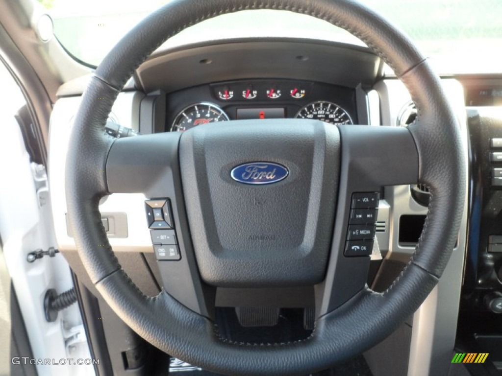2012 Ford F150 FX2 SuperCab Black Steering Wheel Photo #62963563