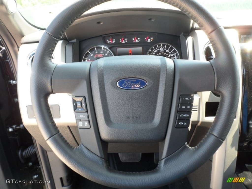 2012 Ford F150 FX2 SuperCab Black Steering Wheel Photo #62963820
