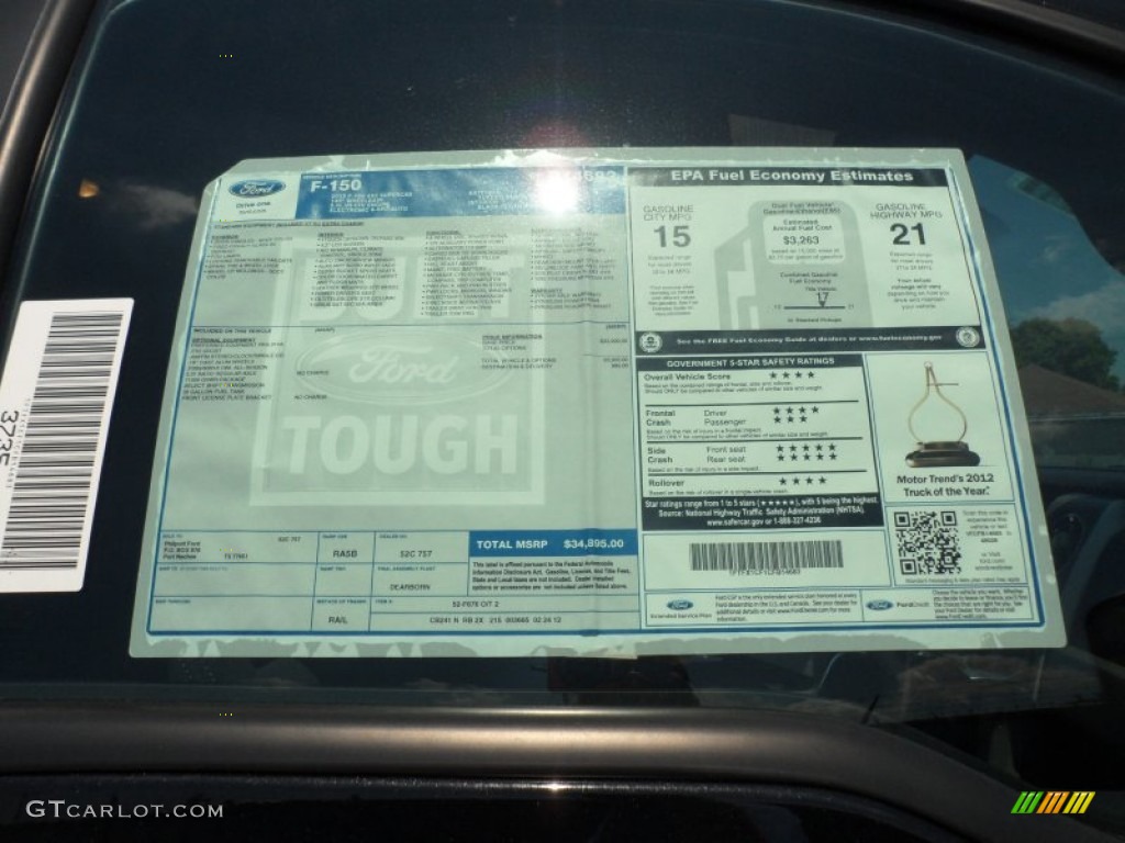 2012 Ford F150 FX2 SuperCab Window Sticker Photo #62963842