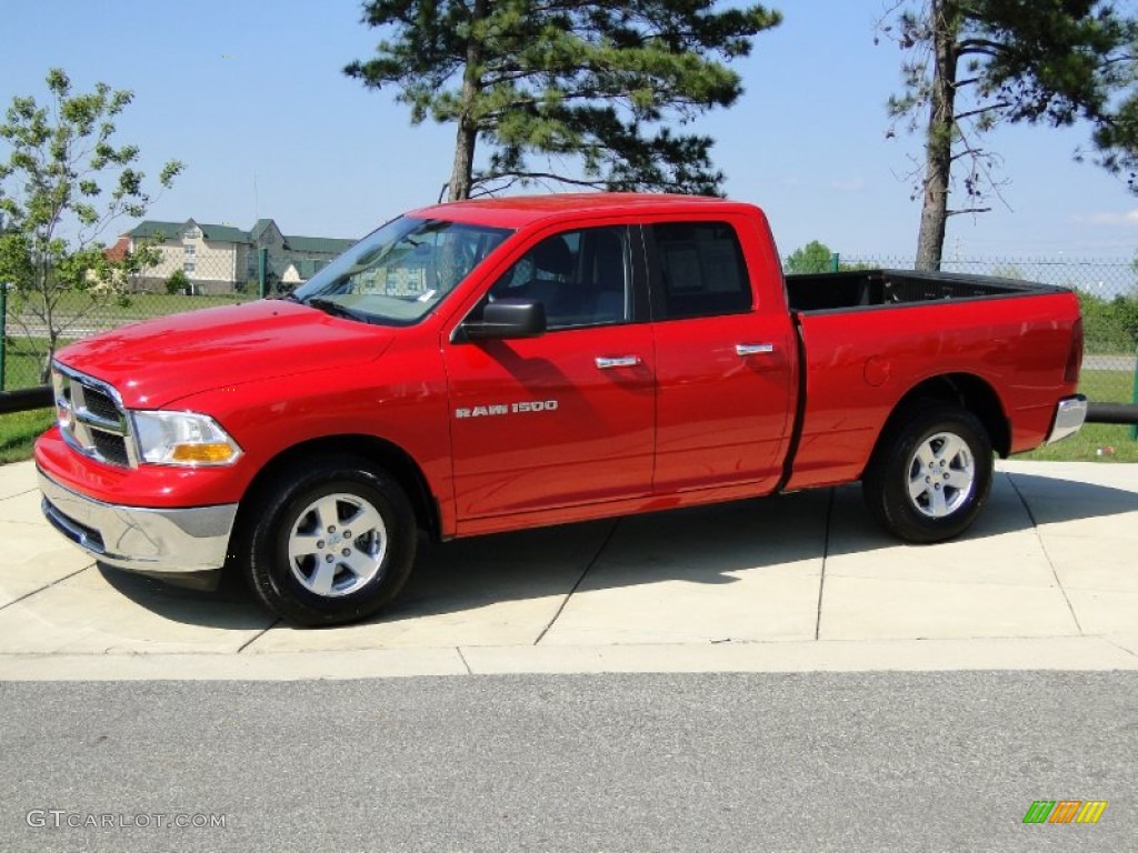 2011 Ram 1500 SLT Quad Cab - Flame Red / Light Pebble Beige/Bark Brown photo #9