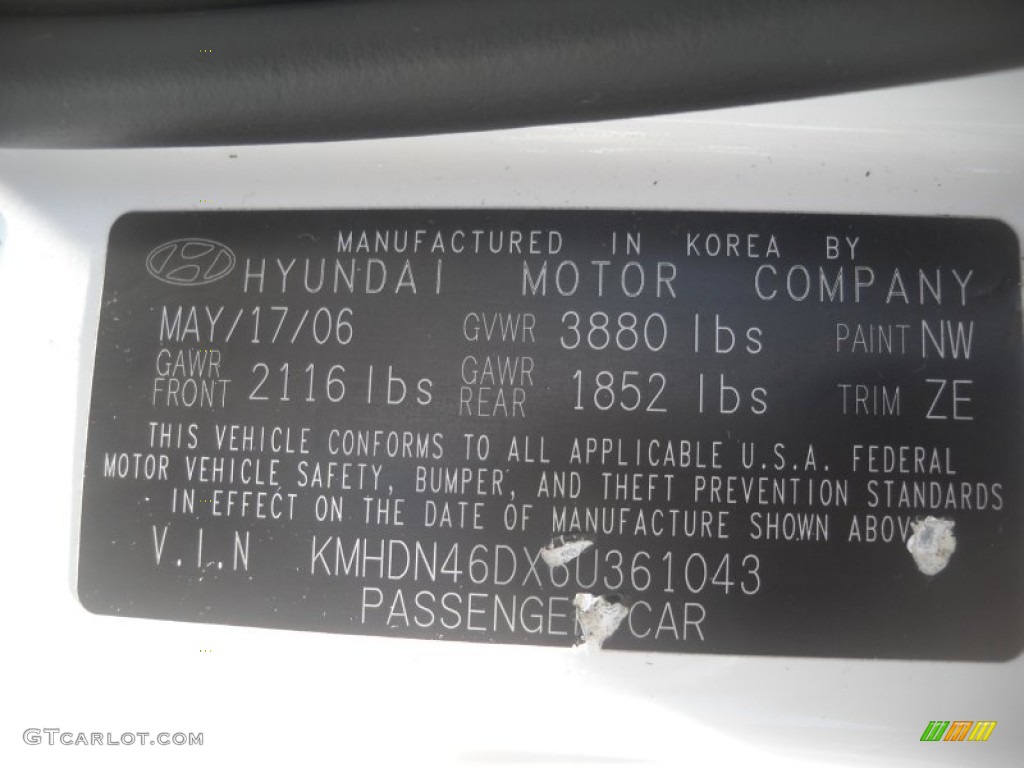 2006 Elantra GLS Sedan - Nordic White / Gray photo #10