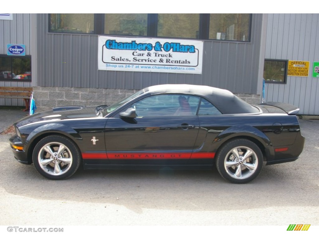 2006 Mustang GT Premium Convertible - Black / Red/Dark Charcoal photo #2