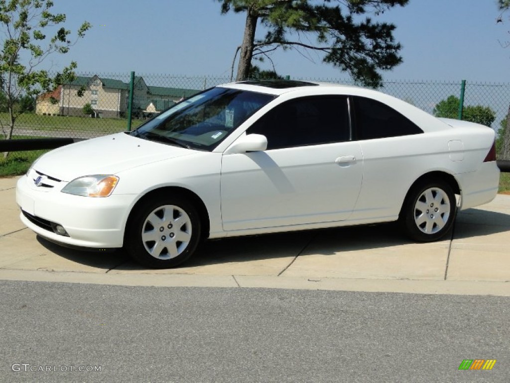 2002 Civic EX Coupe - Taffeta White / Beige photo #9