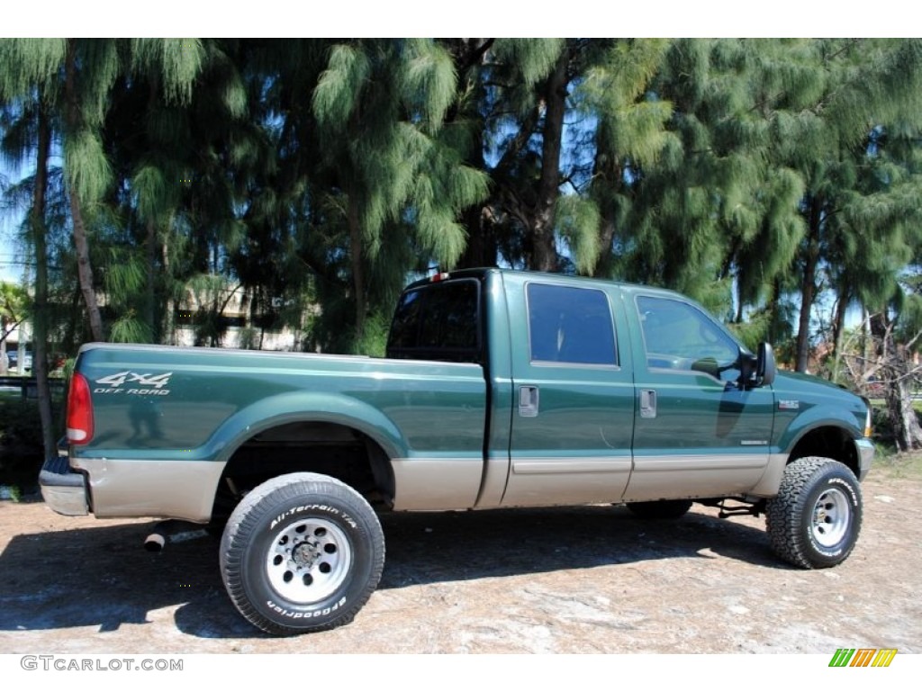 2002 F250 Super Duty Lariat Crew Cab 4x4 - Dark Highland Green Metallic / Medium Parchment photo #8