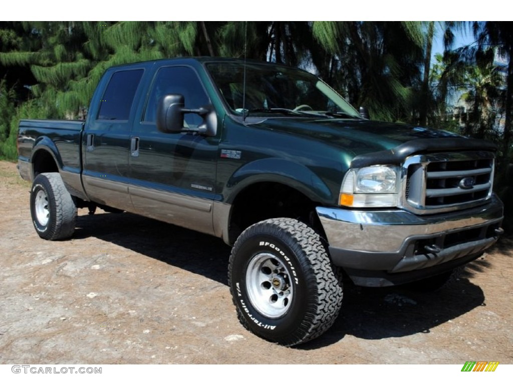 2002 F250 Super Duty Lariat Crew Cab 4x4 - Dark Highland Green Metallic / Medium Parchment photo #10