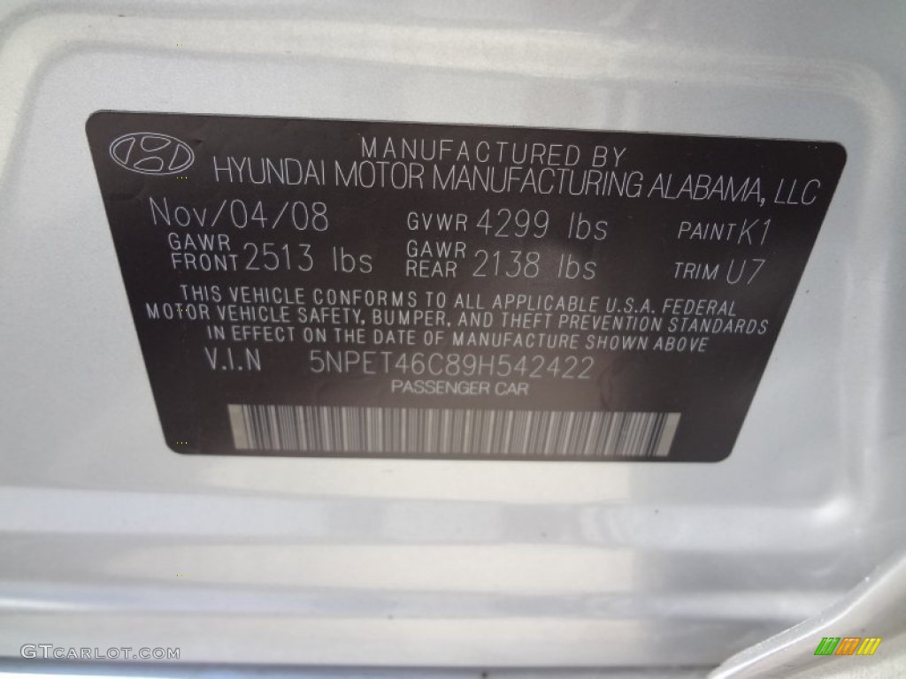 2009 Sonata GLS - Bright Silver / Gray photo #26