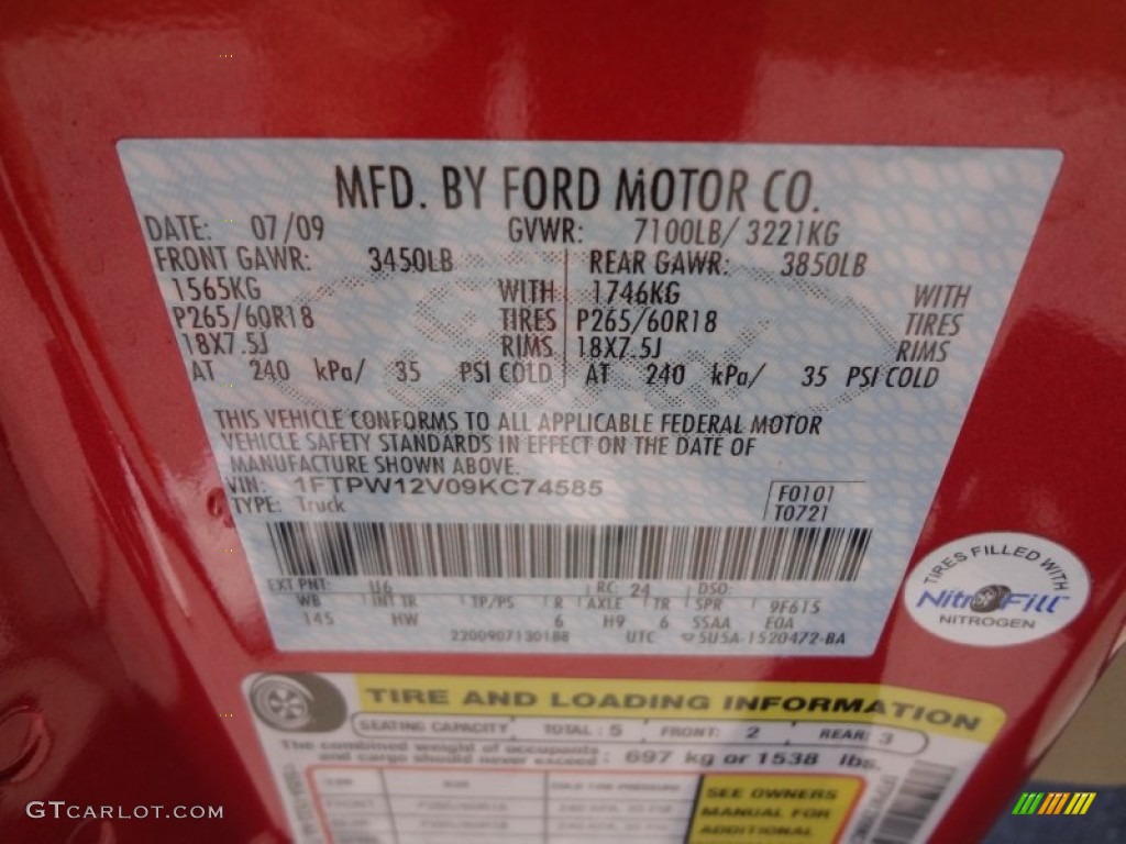 2009 F150 Color Code U6 for Razor Red Metallic Photo #62967464