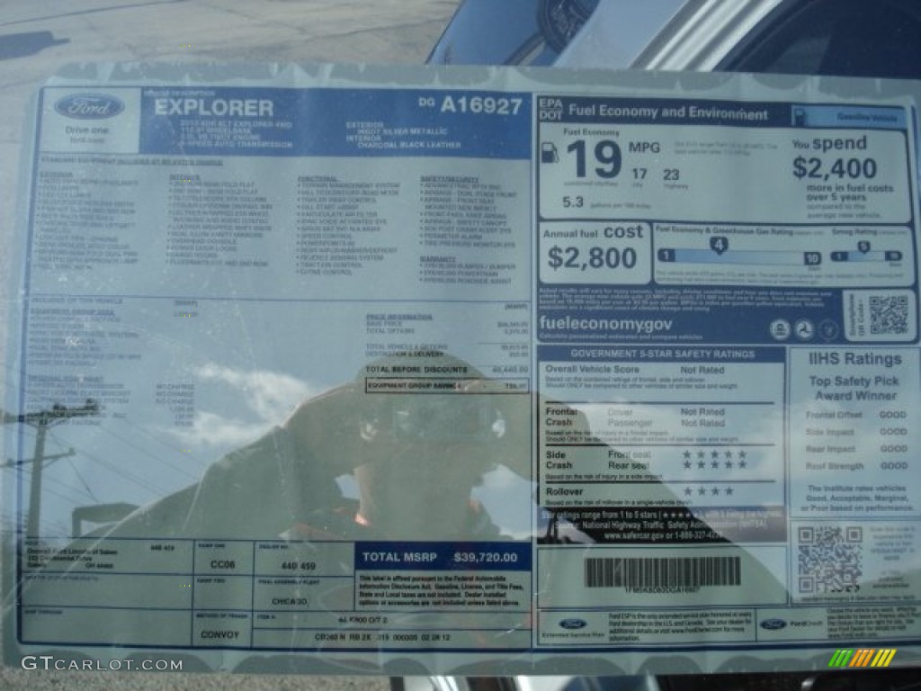 2013 Ford Explorer XLT 4WD Window Sticker Photo #62970533
