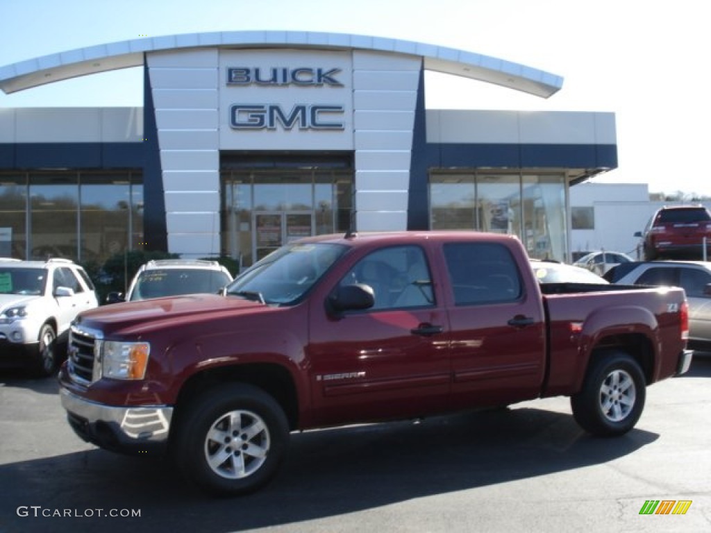 2007 Sierra 1500 SLE Crew Cab 4x4 - Sport Dark Red Metallic / Dark Titanium/Light Titanium photo #1