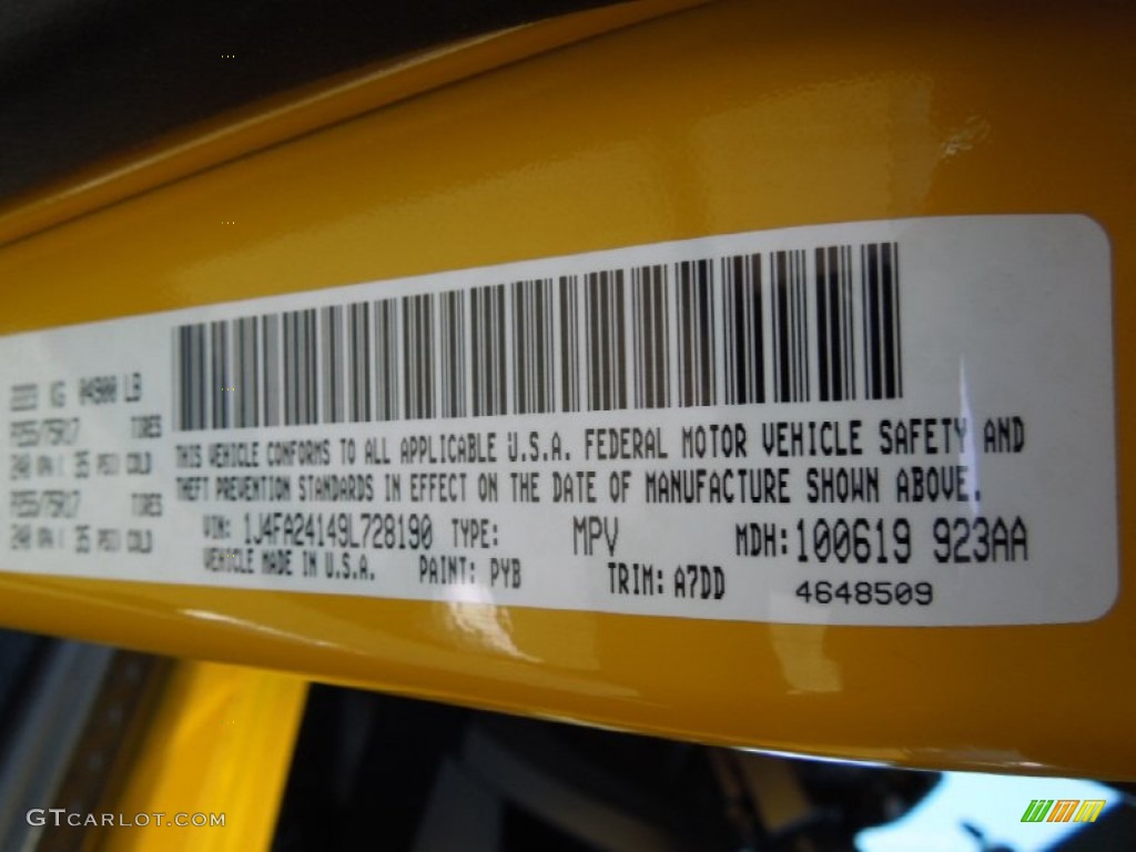 2009 Wrangler Color Code PYB for Detonator Yellow Photo #62973848