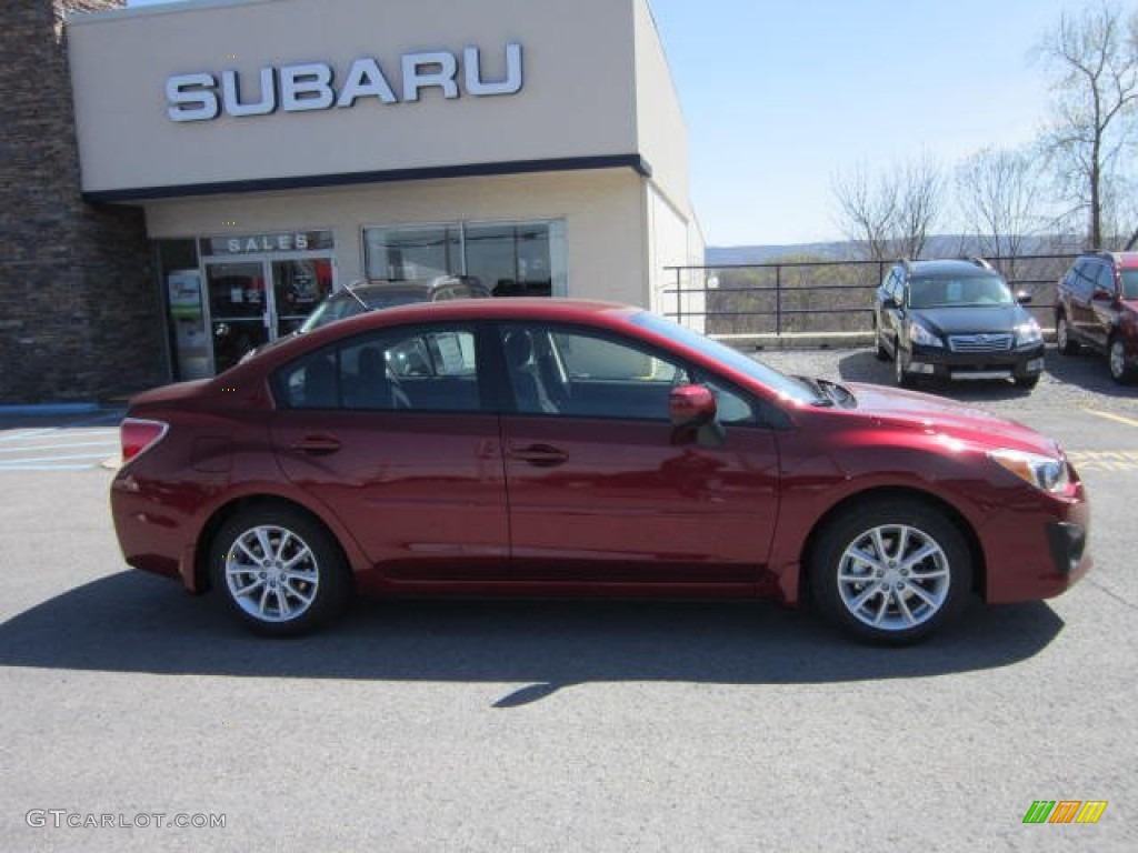 2012 Impreza 2.0i Premium 4 Door - Camellia Red Pearl / Black photo #8