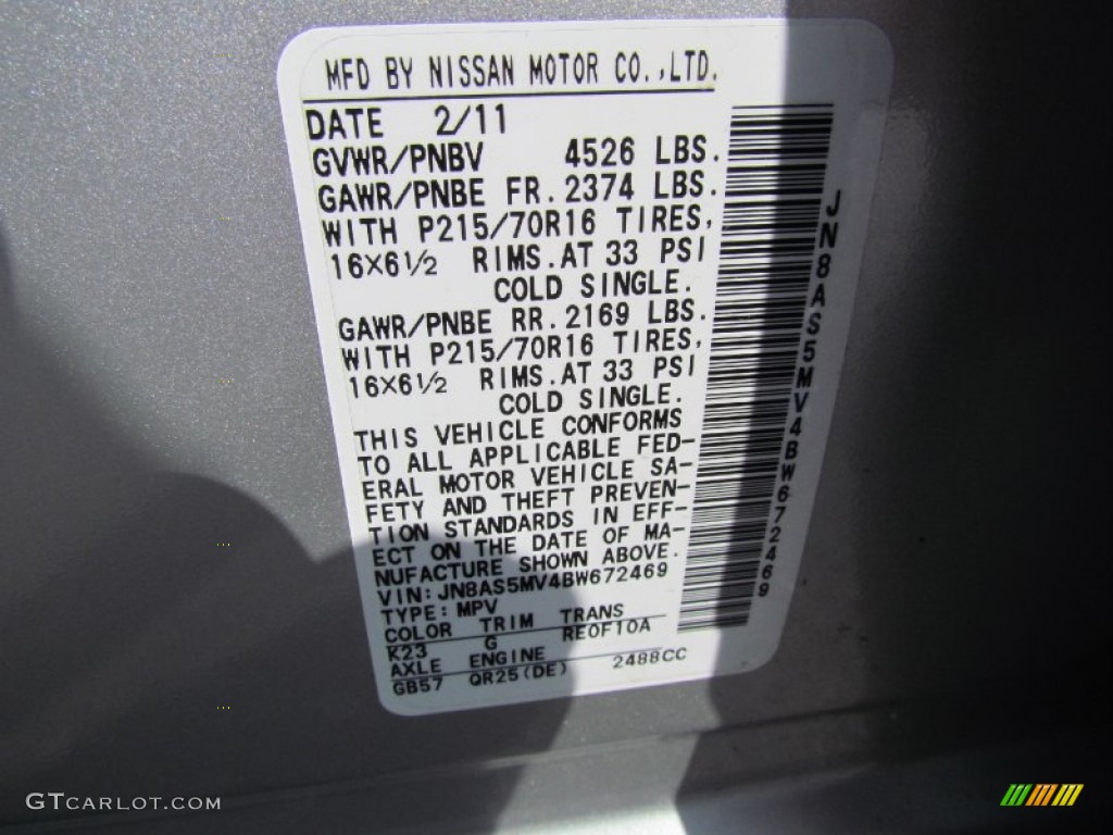 2011 Rogue S AWD - Silver Ice Metallic / Black photo #12