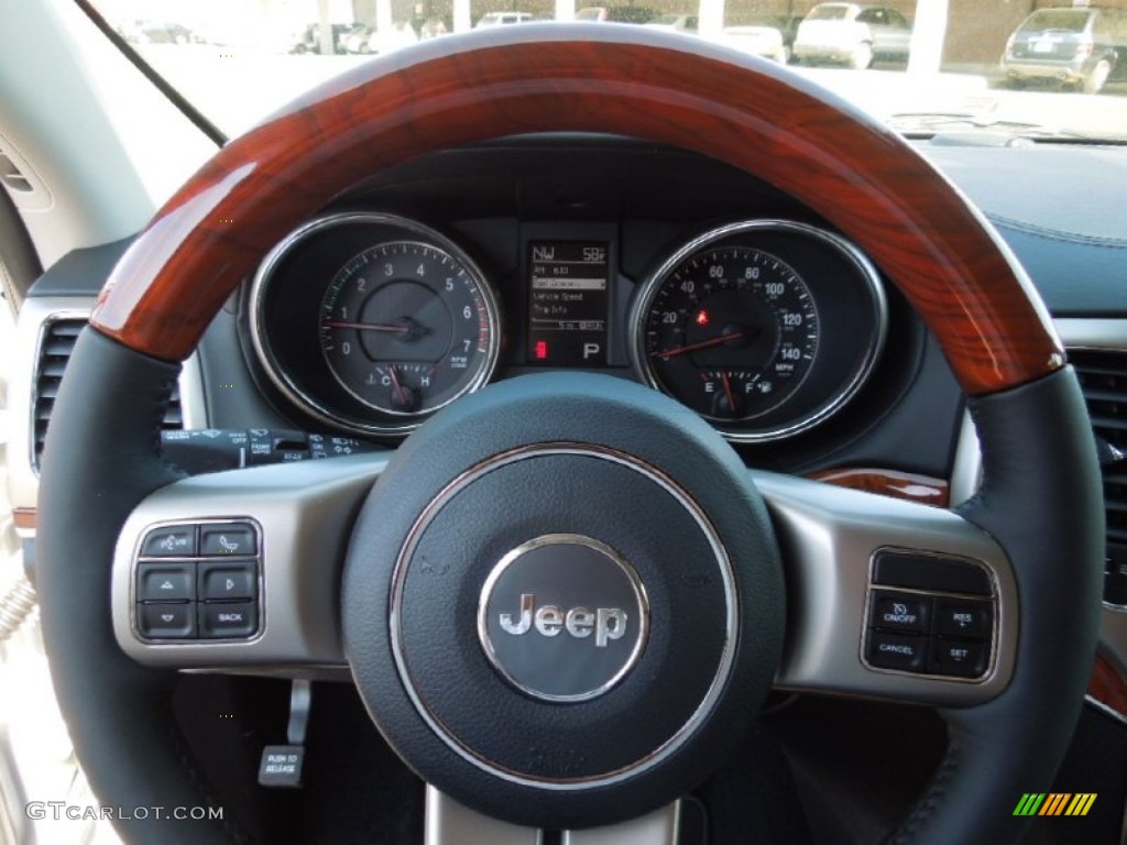 2012 Jeep Grand Cherokee Overland 4x4 New Saddle/Black Steering Wheel Photo #62981306