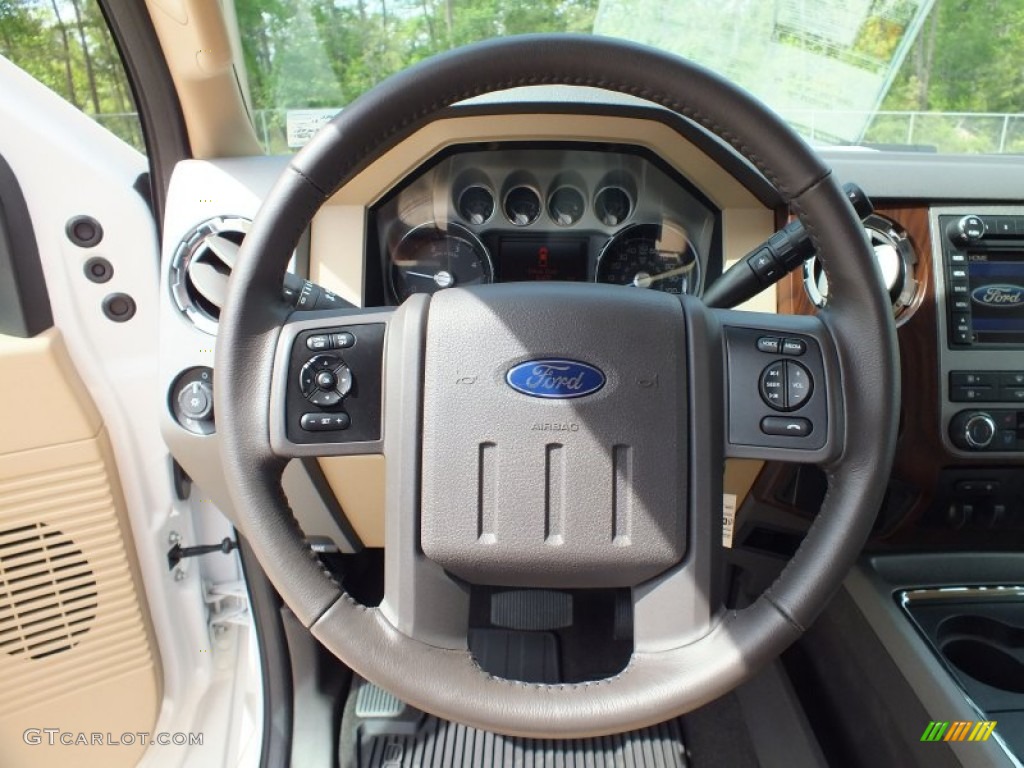2012 Ford F250 Super Duty Lariat Crew Cab 4x4 Adobe Steering Wheel Photo #62983340