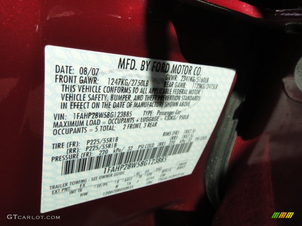 2008 Taurus Color Code FX for Merlot Metallic Photo #62984497