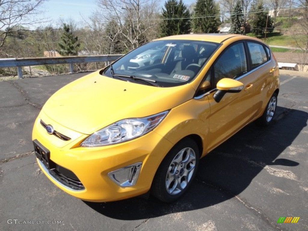 2012 Fiesta SES Hatchback - Yellow Blaze Metallic Tri-coat / Charcoal Black photo #5