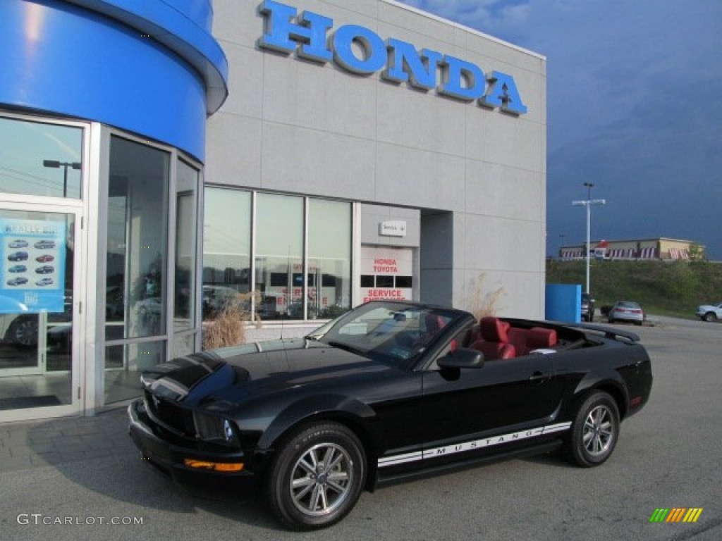 2005 Mustang V6 Premium Convertible - Black / Red Leather photo #1