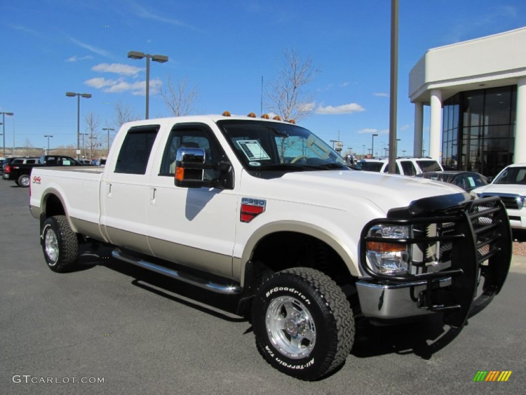 2010 F350 Super Duty Lariat Crew Cab 4x4 - White Platinum Metallic Tri-Coat / Camel photo #1