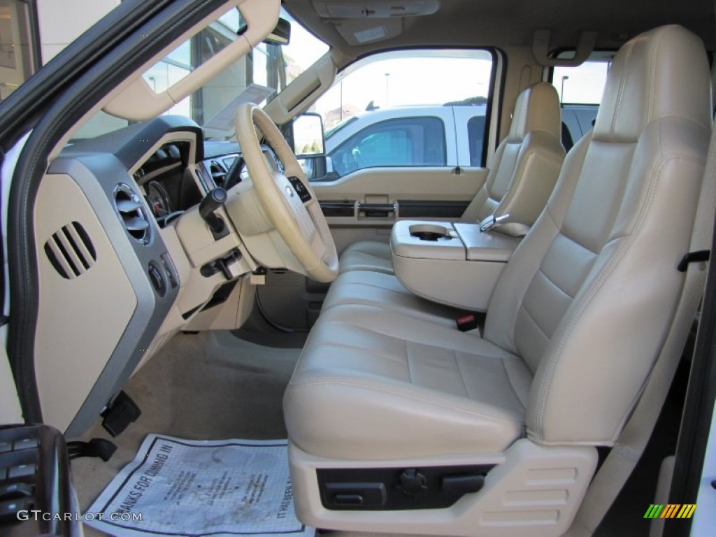 2010 F350 Super Duty Lariat Crew Cab 4x4 - White Platinum Metallic Tri-Coat / Camel photo #8