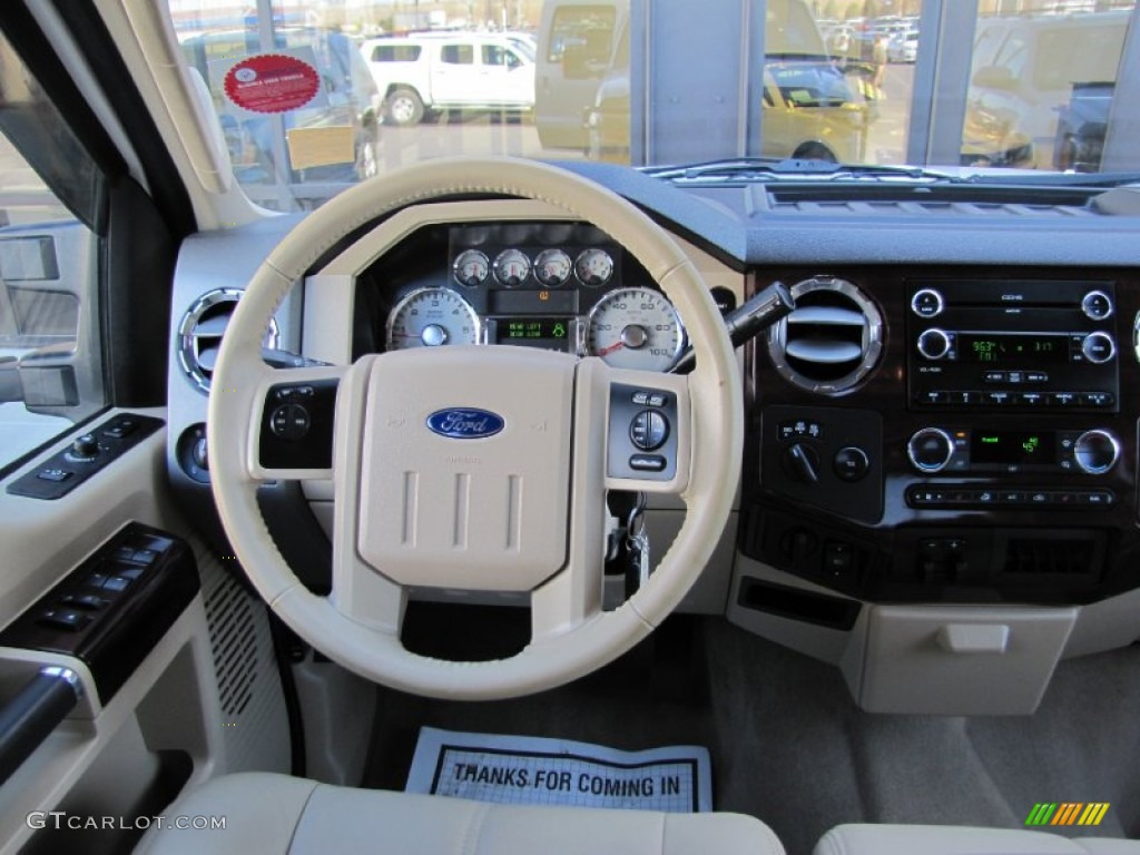 2010 Ford F350 Super Duty Lariat Crew Cab 4x4 Camel Steering Wheel Photo #62988873