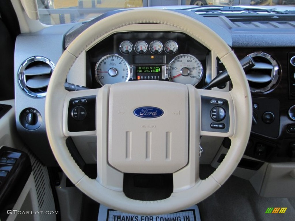 2010 Ford F350 Super Duty Lariat Crew Cab 4x4 Camel Steering Wheel Photo #62988890