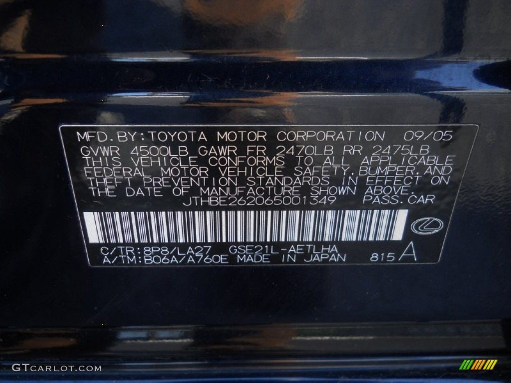 2006 IS Color Code 8P8 for Blue Onyx Pearl Photo #62992182
