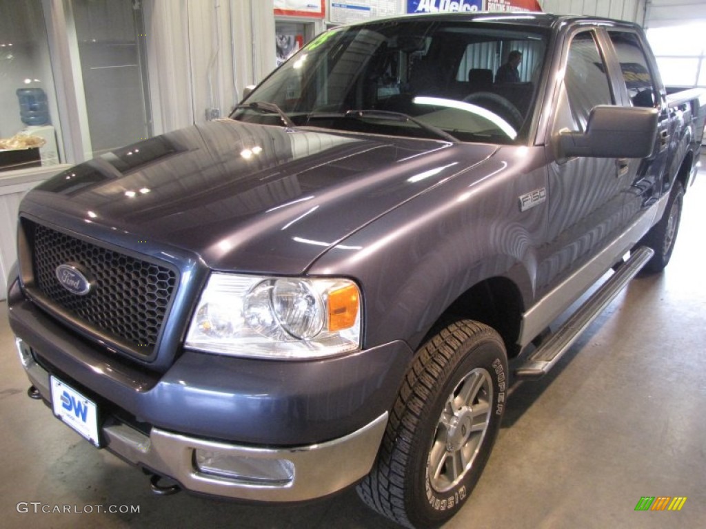 2005 F150 XLT SuperCrew 4x4 - Medium Wedgewood Blue Metallic / Medium Flint/Dark Flint Grey photo #2