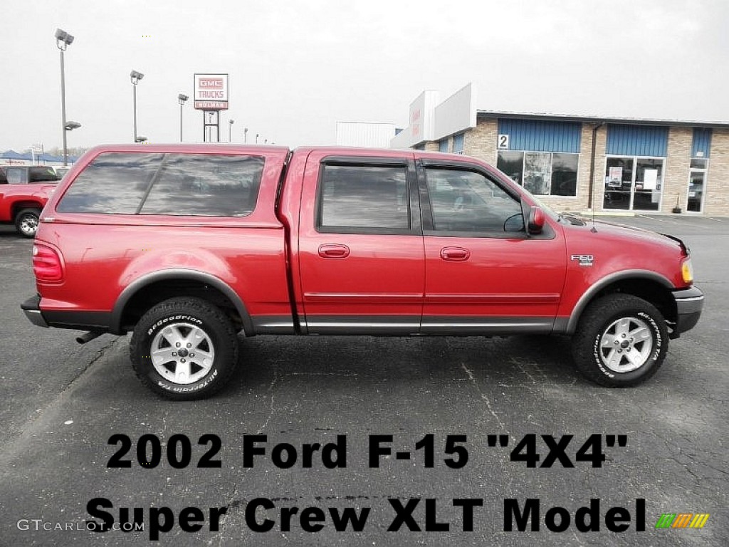 2002 F150 XLT SuperCrew 4x4 - Toreador Red Metallic / Medium Graphite photo #1
