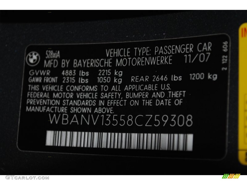 2008 5 Series 528xi Sedan - Platinum Grey Metallic / Black photo #16