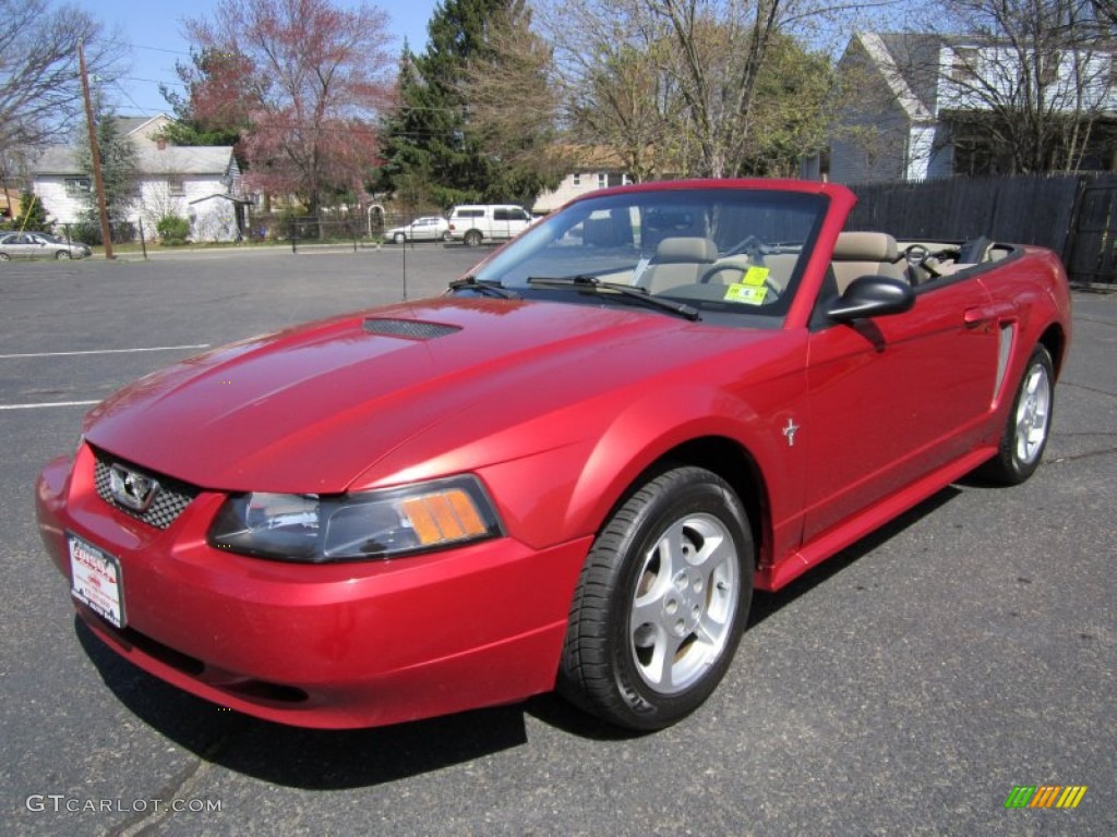 Laser Red Metallic 2002 Ford Mustang V6 Convertible Exterior Photo #63002423