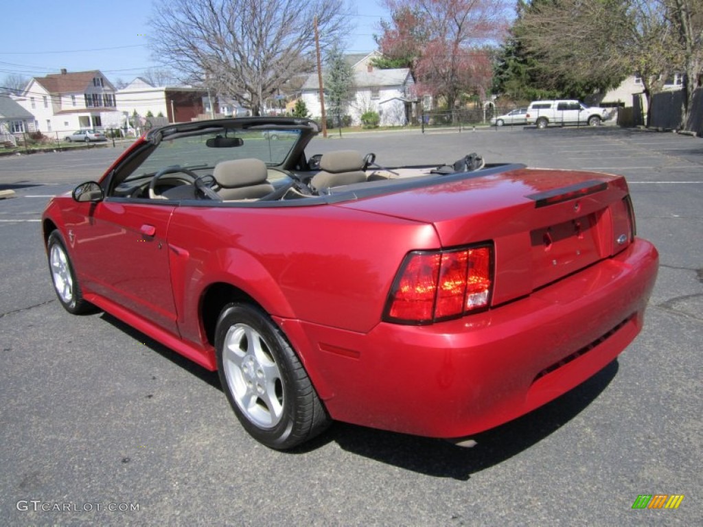 2002 Mustang V6 Convertible - Laser Red Metallic / Medium Parchment photo #5