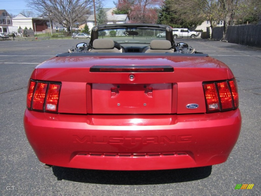 2002 Mustang V6 Convertible - Laser Red Metallic / Medium Parchment photo #6