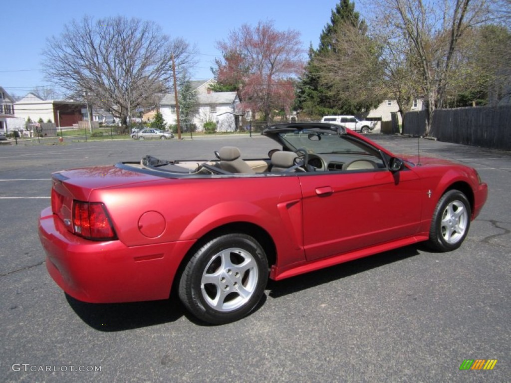 2002 Mustang V6 Convertible - Laser Red Metallic / Medium Parchment photo #8