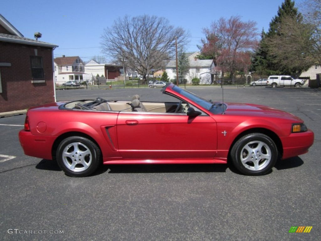 2002 Mustang V6 Convertible - Laser Red Metallic / Medium Parchment photo #9