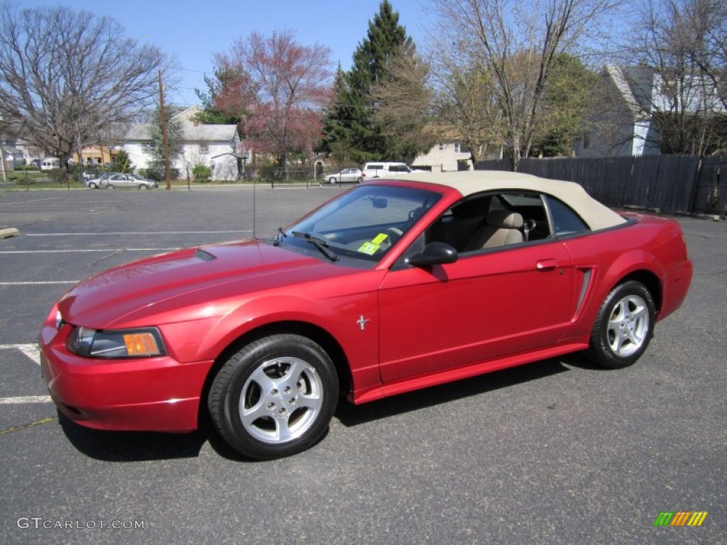 Laser Red Metallic 2002 Ford Mustang V6 Convertible Exterior Photo #63002528