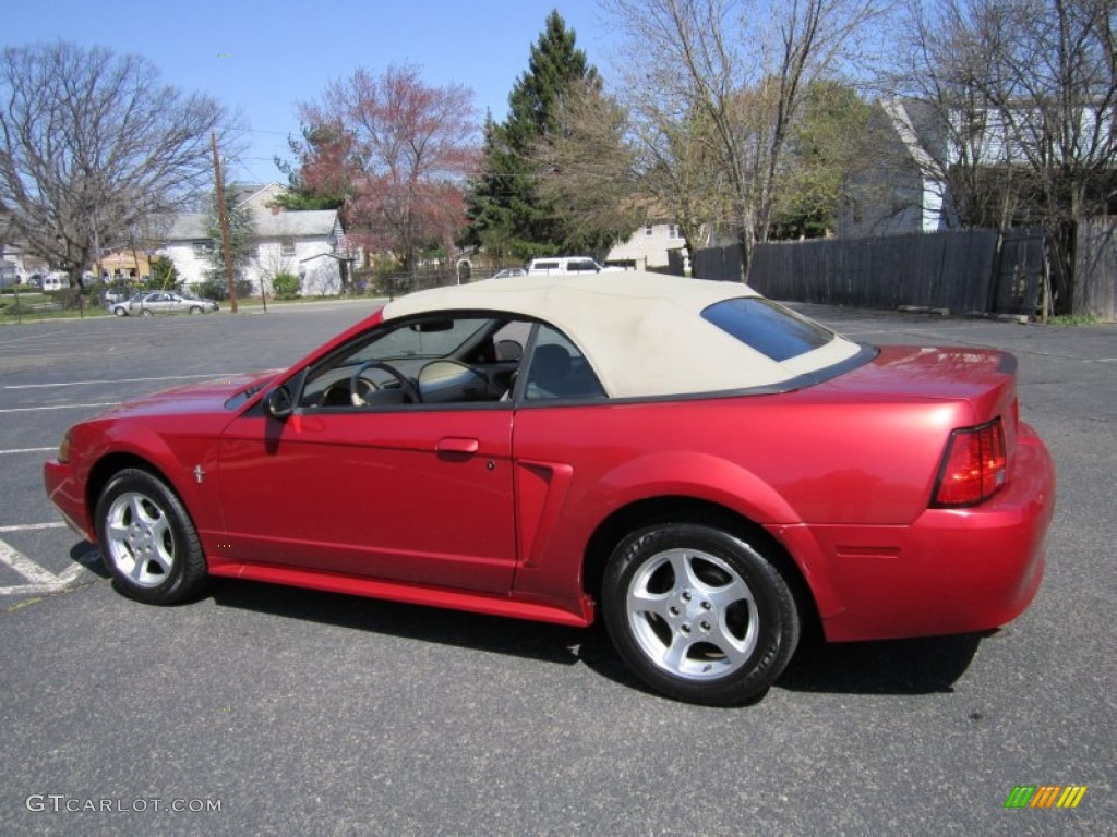 2002 Mustang V6 Convertible - Laser Red Metallic / Medium Parchment photo #15
