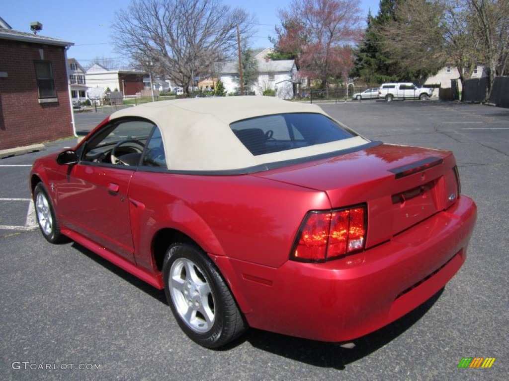 2002 Mustang V6 Convertible - Laser Red Metallic / Medium Parchment photo #16