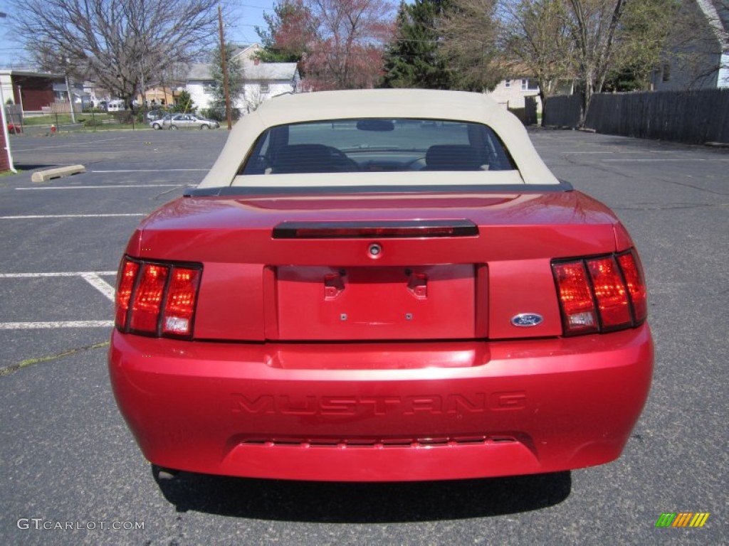 2002 Mustang V6 Convertible - Laser Red Metallic / Medium Parchment photo #18