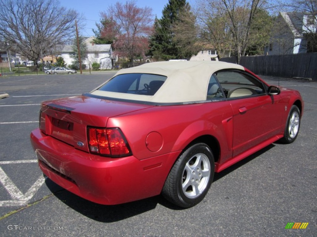 2002 Mustang V6 Convertible - Laser Red Metallic / Medium Parchment photo #19