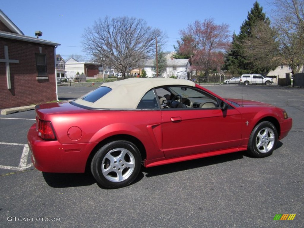 2002 Mustang V6 Convertible - Laser Red Metallic / Medium Parchment photo #20