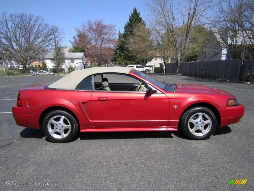 2002 Mustang V6 Convertible - Laser Red Metallic / Medium Parchment photo #22