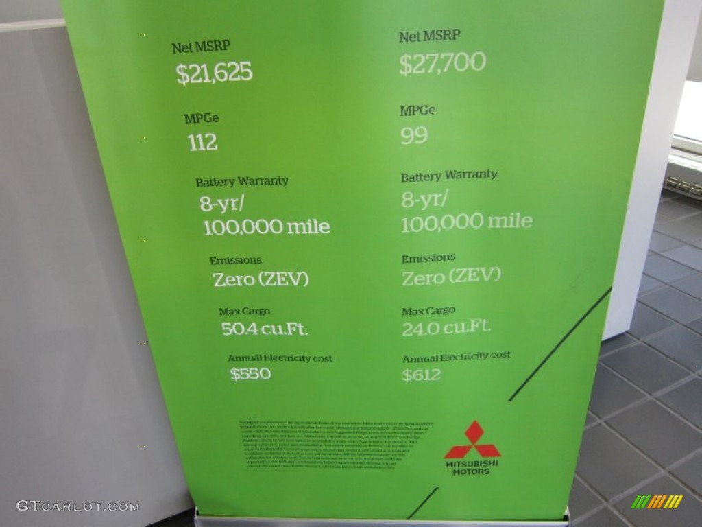 2012 Mitsubishi i-MiEV SE Info Tag Photo #63003011