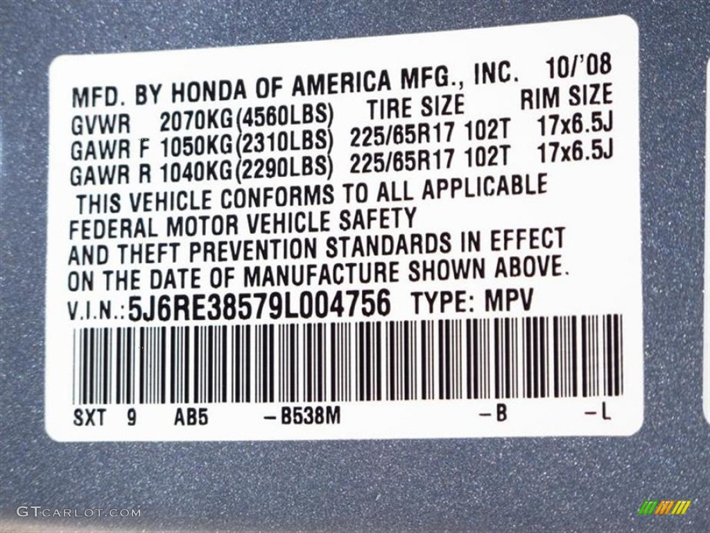 2009 CR-V EX - Glacier Blue Metallic / Gray photo #20